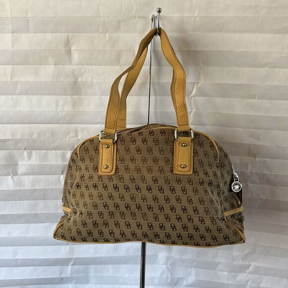 Dooney & Bourke Brown Logo Satchel Purse Handbag Monogram Shoulder Bag - Picture 2 of 9